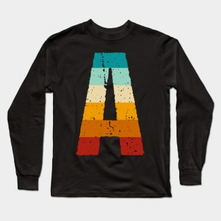 Retro Letter A Monogram Alphabet Lovers Kids Men Women Long Sleeve T-Shirt